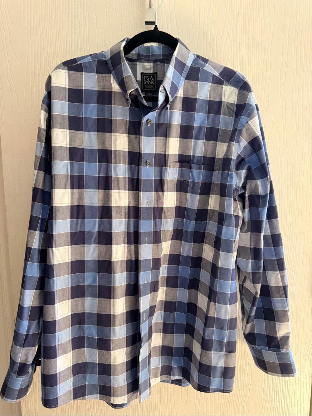 Jos. A. Bank Blue and White Plaid Button-Down Shirt